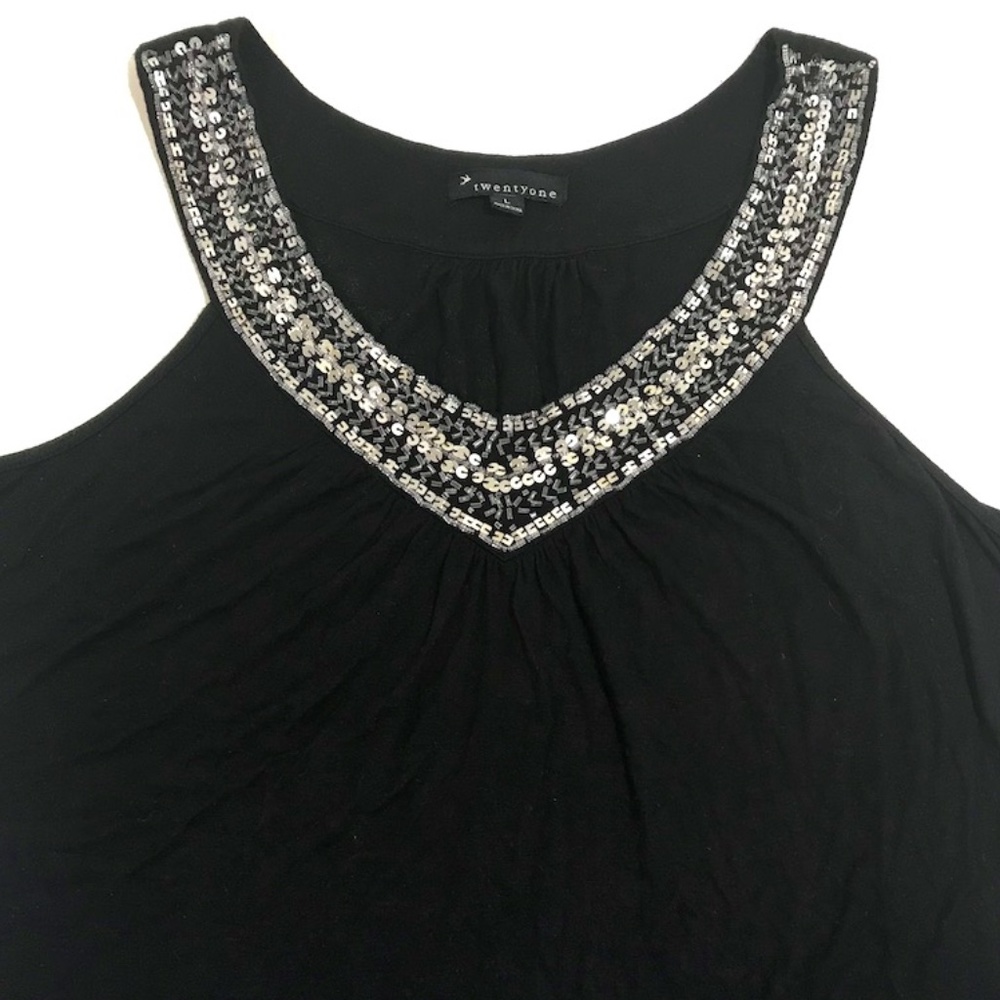 Forever 21 Flattering Jeweled V-Neck Swing TankTop